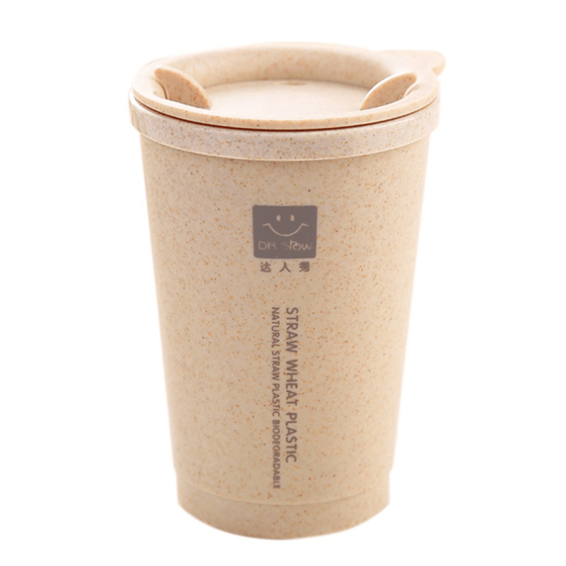 KC-WHE02 280ML Simple Wheat Fiber Double Layer Insulation Mug Student Cup Creative Water Bottle - MRSLM