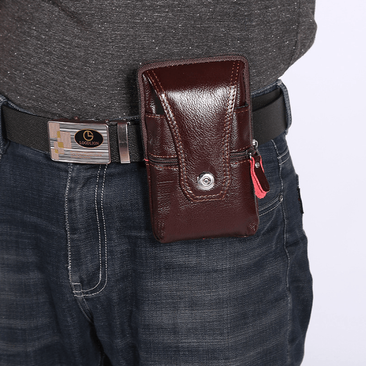 Men Retro Faux Leather Waist Bag Phone Bag - MRSLM