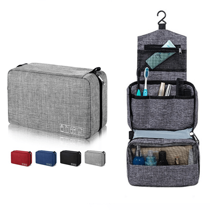 Mens Women Toiletry Wash Bag Hanging Travel Cosmetics Storage Kit Waterproof Organizer Bag for Outdoor - MRSLM