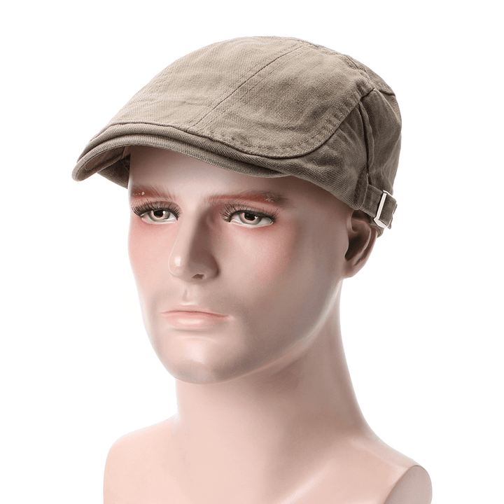 Collrown Cotton Solid Color Double-Sided Adjustable Painter Beret Caps Newsboy Flat Caps - MRSLM