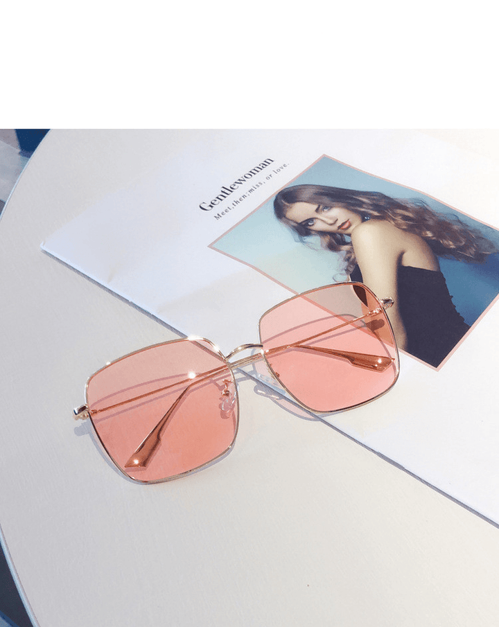 Square Sun Sunglasses Glasses Transparent Pink Glasses - MRSLM