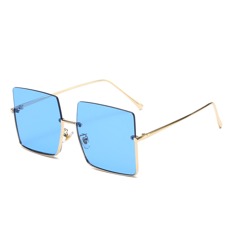 Half-Rim Glasses Square Design Metal Multicolor Sunshade Sunglasses - MRSLM