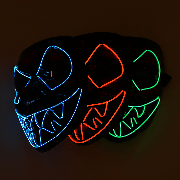 Skeleton Mask EL Wire Light up Skull Mask for Halloween Costume Accessory - MRSLM