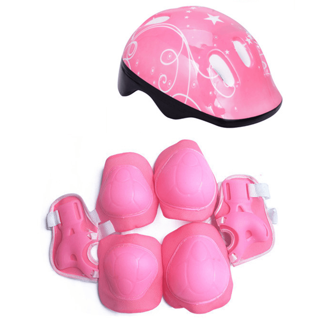 7 in 1 Kids'S Balance Bike Helmet Kits with Protect Knee Wrist Elbow Pads Roller Skating Protective Equipment for Toddlers 4-16 Years Old Children - MRSLM