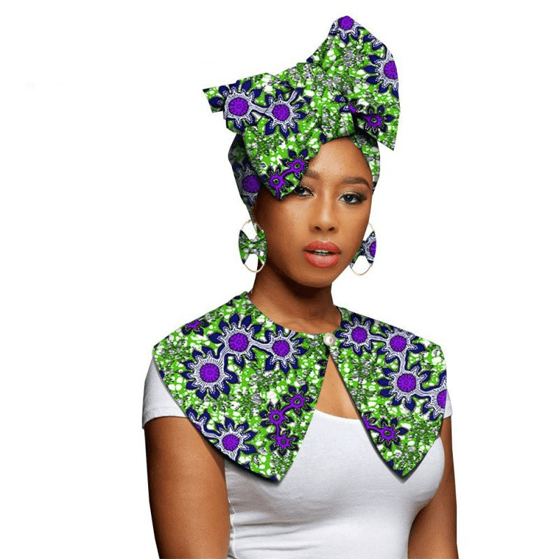 African Printing Batik Cotton Scarf Exaggerated Earrings Shawl African Earrings - MRSLM