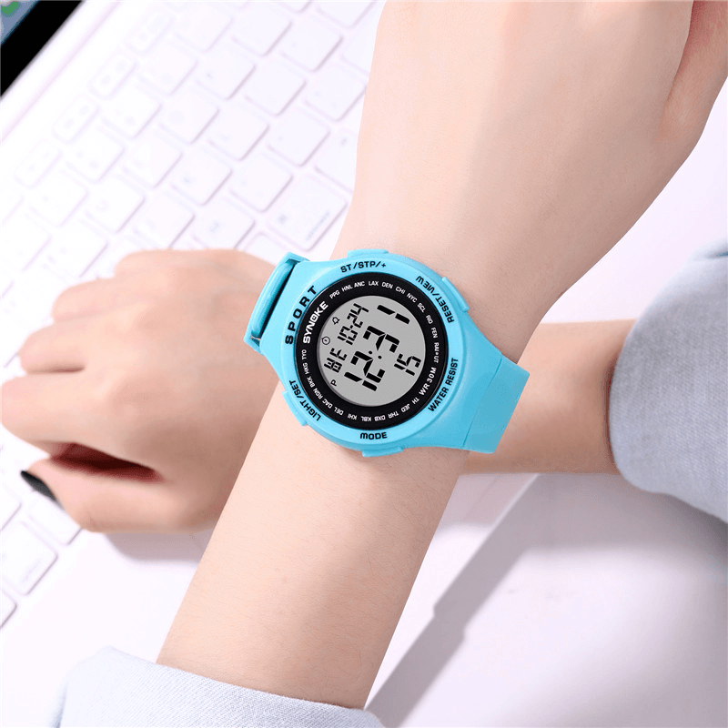 SYNOKE 9616 EL Display Silicone Strap Sport Watch 3ATM Waterproof Alarm Student Digital Watch - MRSLM