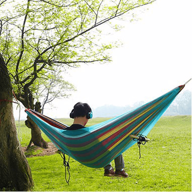 Outdoor Portable Swing Hammock Camp Patio Yard Hanging Tree Bed with Mosquito Net - MRSLM