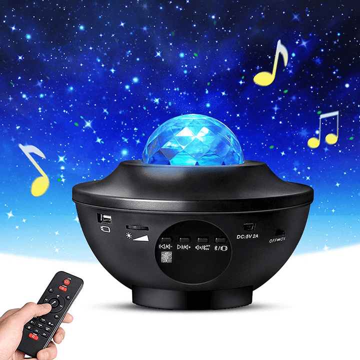 LED Starry Sky Projector Lamp Atmosphere Light Bluetooth Music USB Starry Sky Flame Water Pattern Night Light - MRSLM