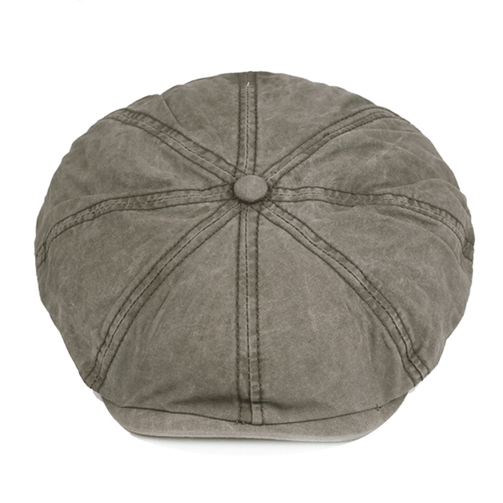 Mens Cotton Solid Sunscreen Newsboy Octagonal Hat - MRSLM