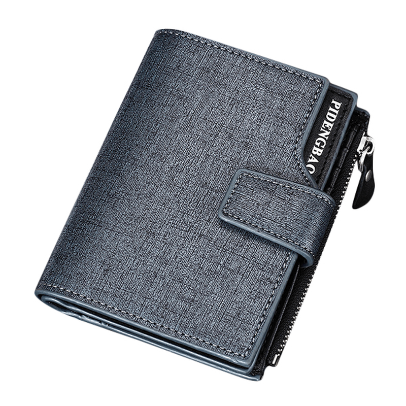 Men PU Leather Casual Wallet Hasp Zipper Credit Card Holder Coin Bag - MRSLM