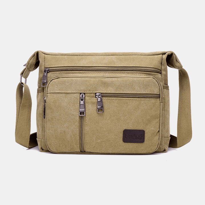 Men Canvas Large Capacity Simple Shoulder Bag Crossbody Bag for Travel - MRSLM