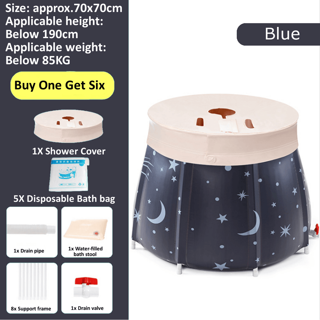 70Cm Portable Bathtub Folding Bath Bucket Adult Tub Baby Swimming Pool Bathroom SPA - MRSLM