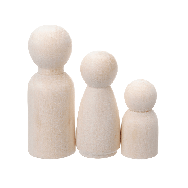 40 Pcs DIY Wooden Dolls Unfinished Painted Family People Wedding Craft Kids Decoration Children Arts Craft - MRSLM