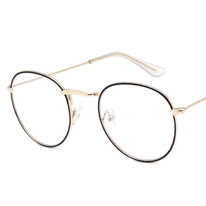 Literary Style Flat Mirror Metal Frame Open-Ball Elliptic Glasses 3447 for Men and Women - MRSLM