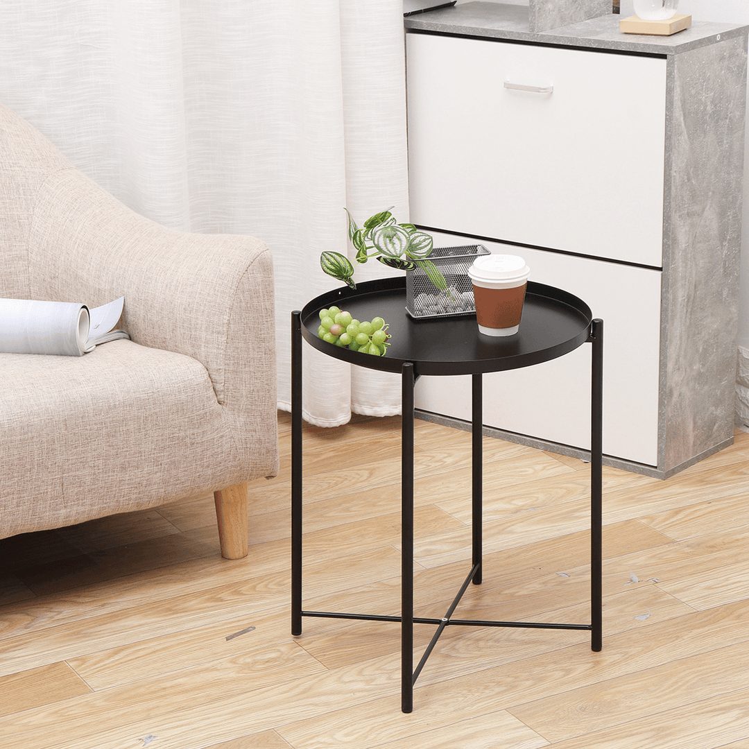 Round Side End Table Iron Paint Metal Gardening Flower Stand for Living Room - MRSLM