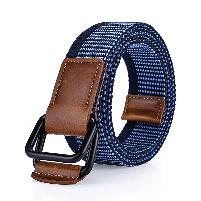 120CM Weaven Nylon Double Ring Leather Alloy Buckle Belt Military Tactical Durable Pants Strip - MRSLM