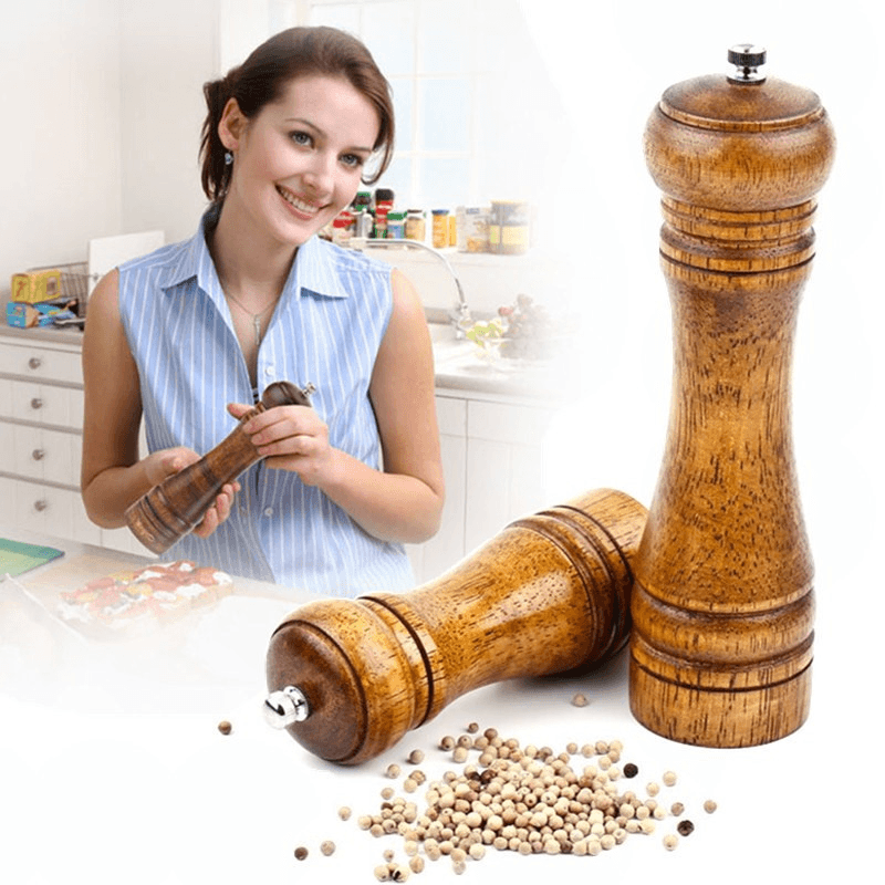 Spice Herb Pepper Grinder Wooden Cruet Mill Condiment Grinding Salt Smashing Tools - MRSLM