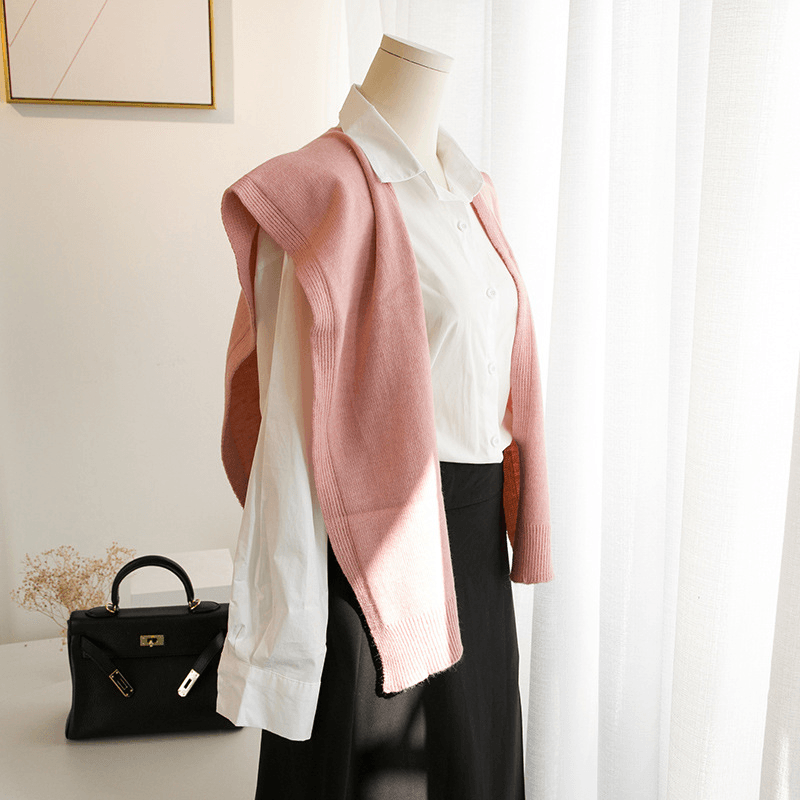 Solid Color Knotted Shoulder Shirt - MRSLM