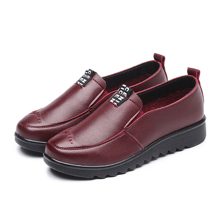 Women Flat Casual Breathable Shoes Leather Slip on Loafers - MRSLM