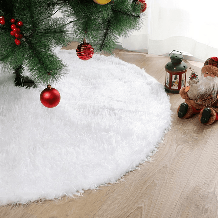 2020 White Plush Christmas Tree Skirt Christmas Decoration for Home Soft Hair White round Carpet Christmas Decor - MRSLM