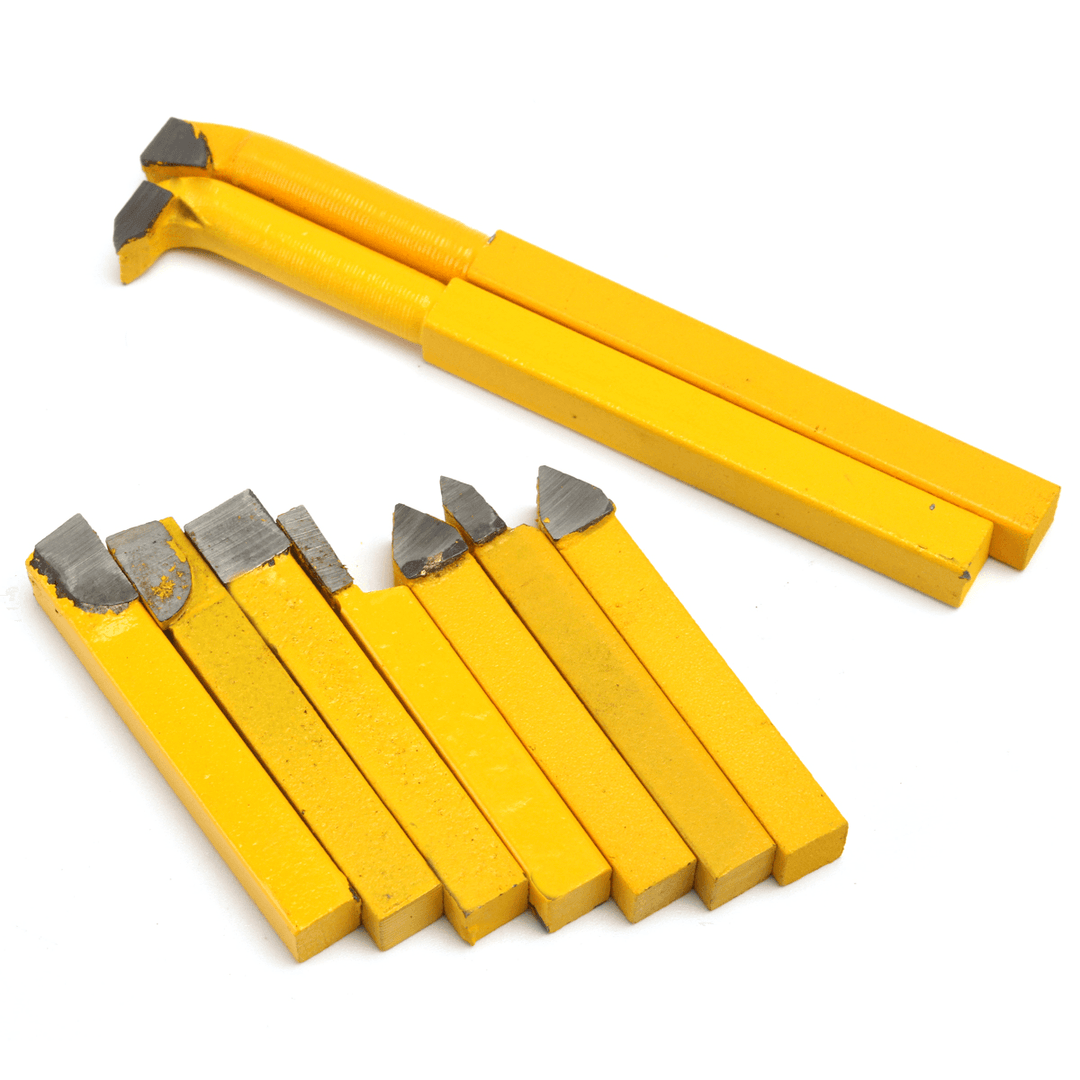 9Pcs 8X8Mm YW1 Carbide Lathe Turning Tool Holder Yellow - MRSLM