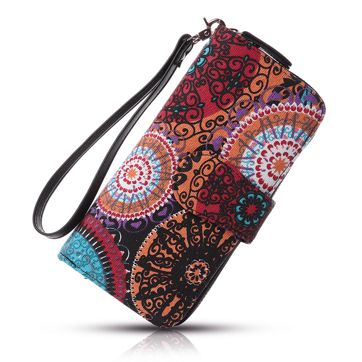 Women Canvas Bohemian Long Wallet Muti-Slot - MRSLM