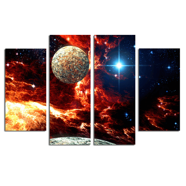 Miico Hand Painted Four Combination Decorative Paintings Cosmic Starry Sky Wall Art for Home Decoration - MRSLM