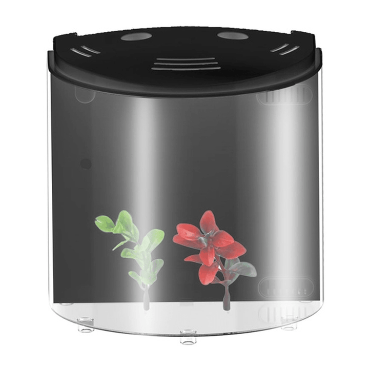 5L USB LED Small Fish Tank 180° Open Acrylic Half Moon Mini Aquarium Decor - MRSLM