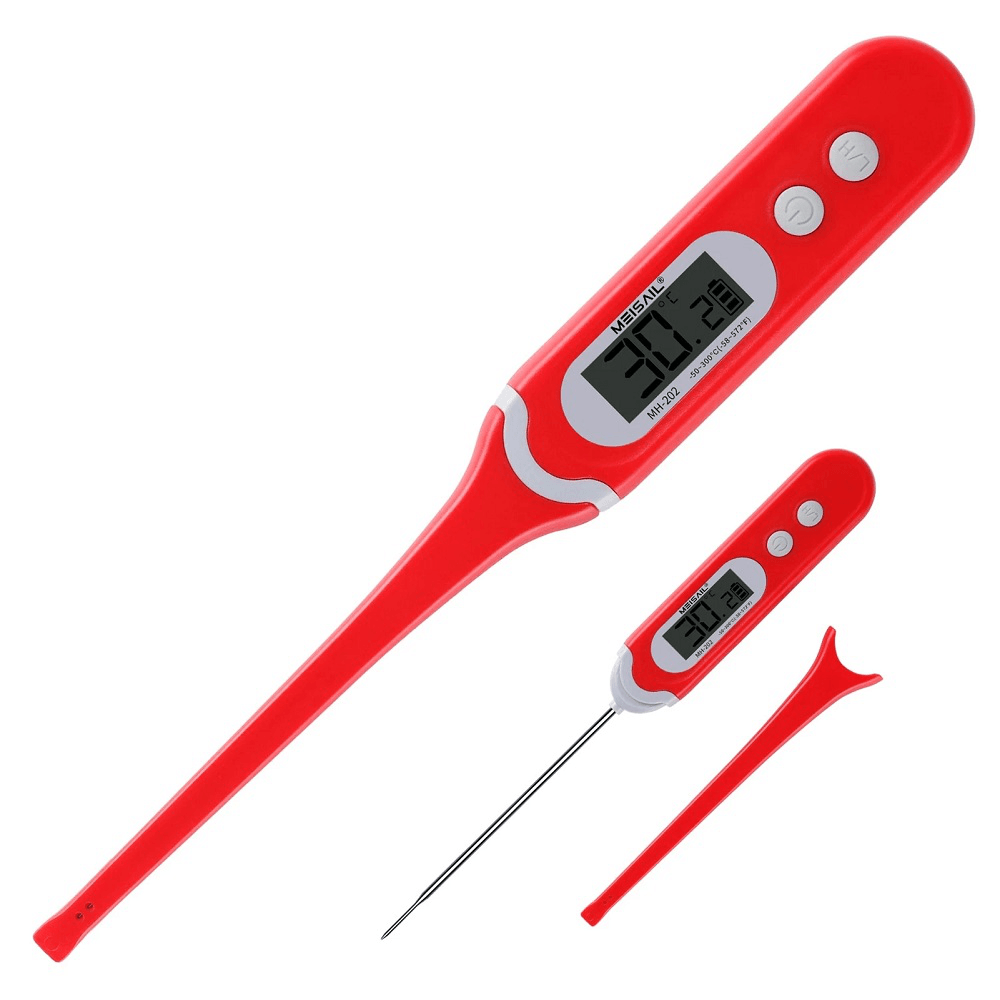 -50℃~300℃ LED Display Waterproof Probe Thermometer Speed Reading Thermometer Water Food Thermometer for Home Kitchen Cooking Baking Grilling - MRSLM