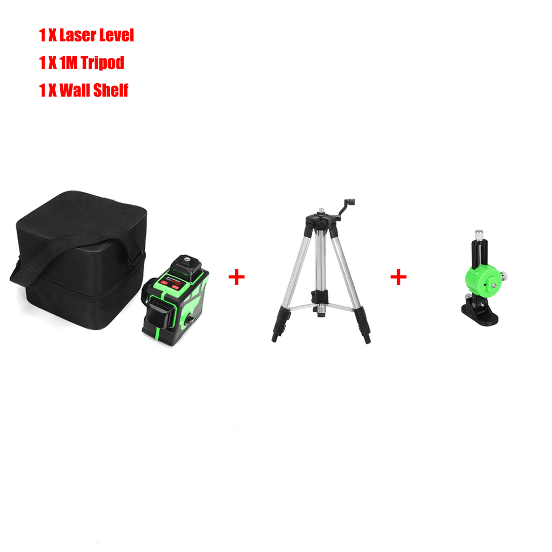 3D 12 Line Green Light Laser Level Digital Self Leveling 360° Rotary Measure - MRSLM