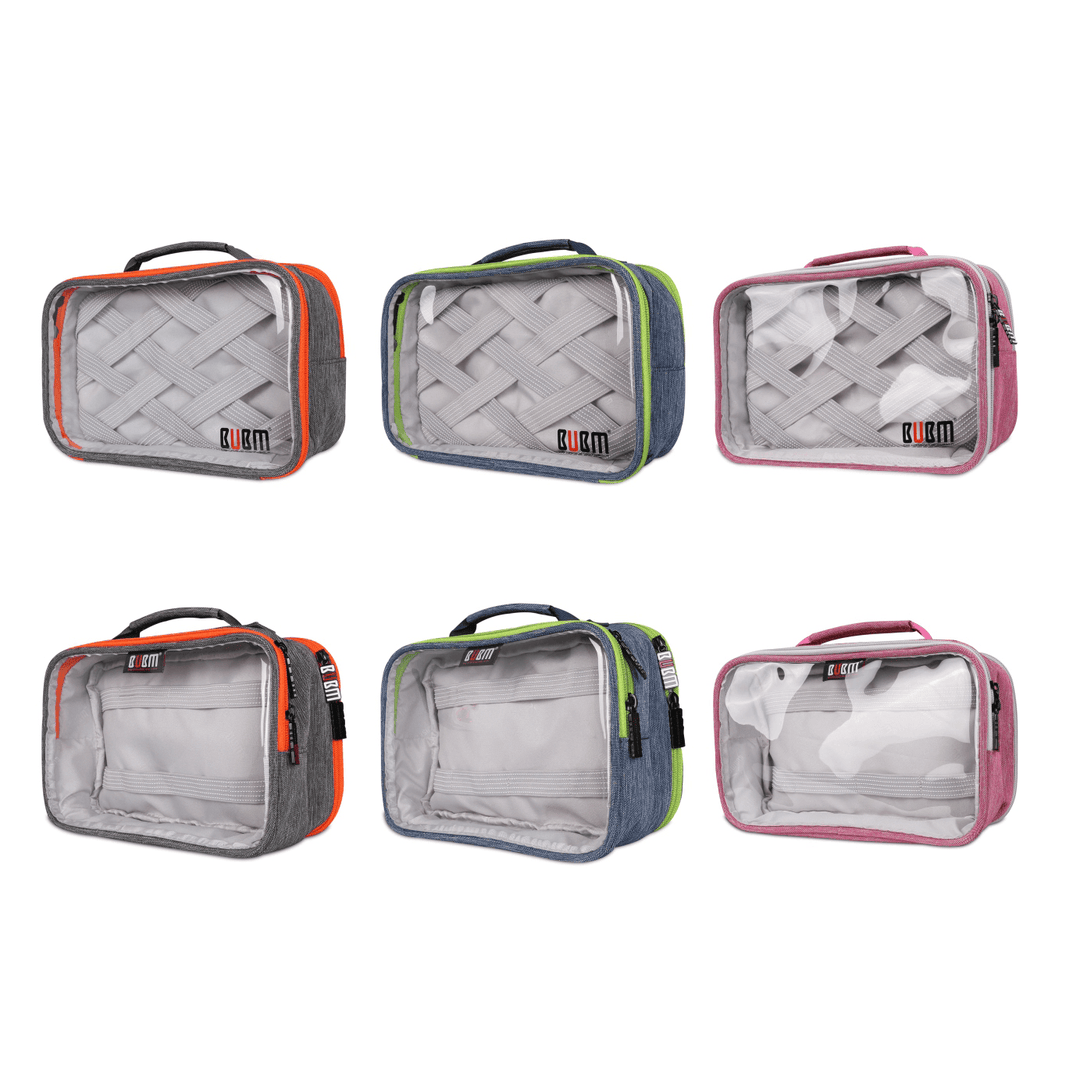 BUBM TTR Multi-Functional Portable Transparent Electronics Accessories Organizer Cosmetic Bag - MRSLM