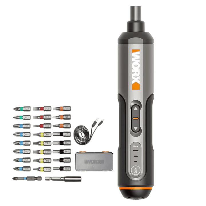 Worx WX240 4V USB Mini Screwdriver Cordless Electric Screwdrivers Hosehold DIY Screw Driver Tool Handle with 26Pcs Bit - MRSLM