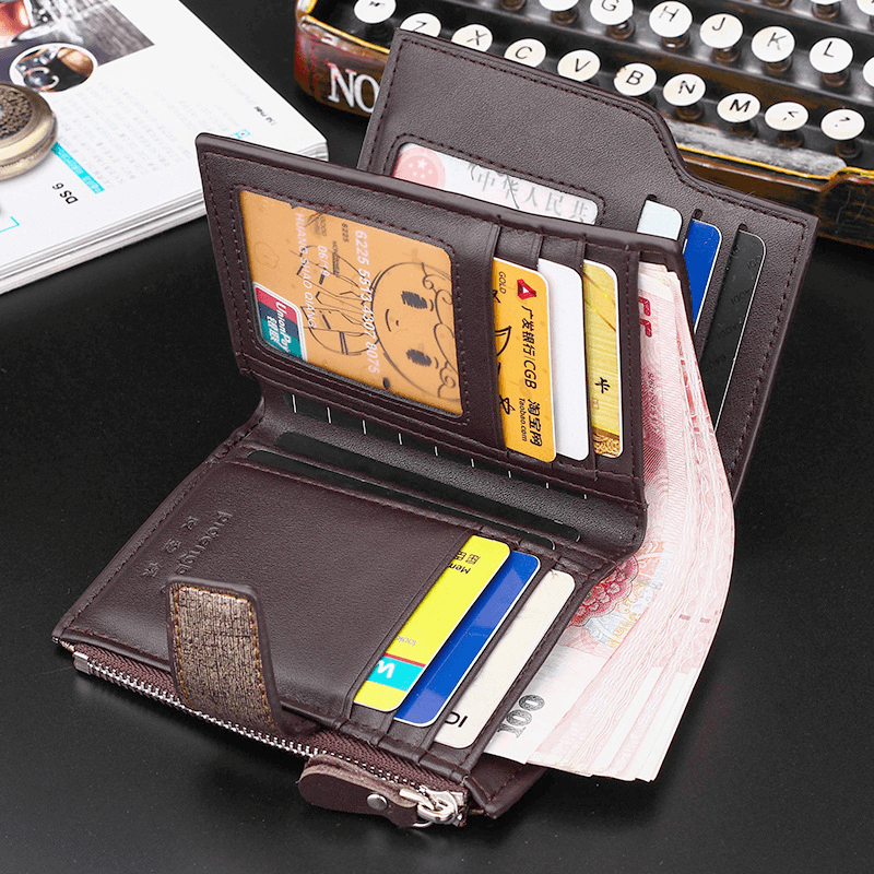 Hengsheng Men'S Multifunction Trifold Wallet Men PU Leather ID Credit Card Holder Coin Pocket - MRSLM