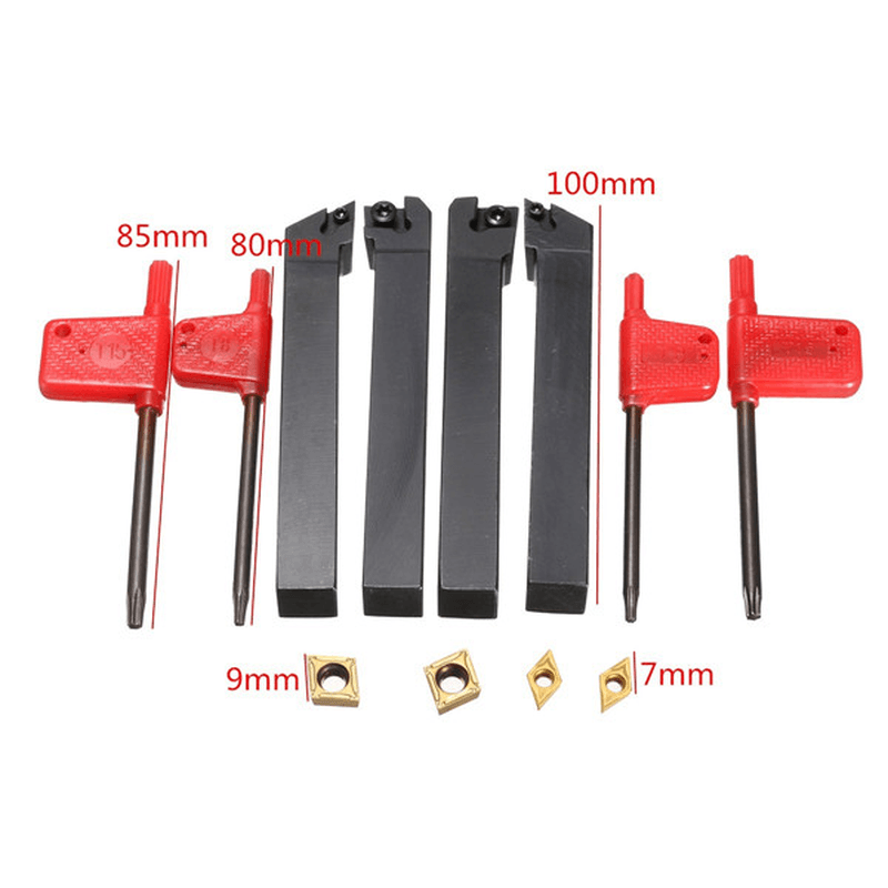 4Pcs 12X100Mm Lathe Turning Tool Holder Boring Bar for CCMT09T3 and DCMT0702 Inserts - MRSLM