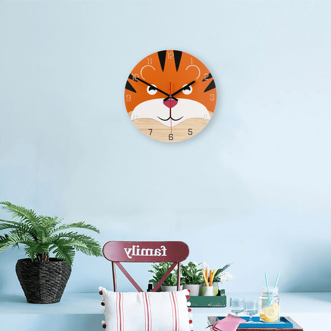 28Cm Animal Mute round Wall Clock Modern Home Living Room Kitchen Watch Decor - MRSLM