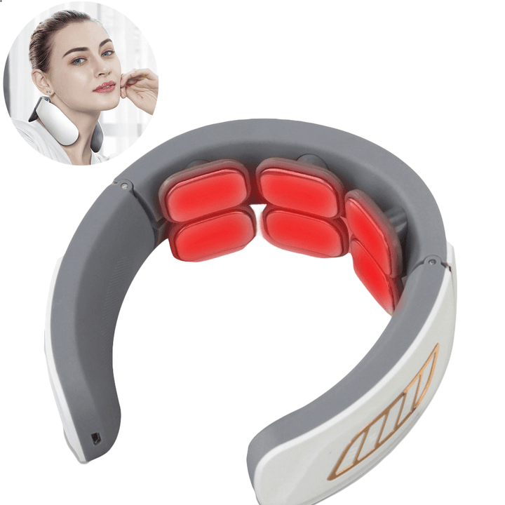 Smart TENS Electric Pulse Neck Massager for Pain Relief Upgraded 6 Head Hot Compress 4 Modes 9 Levels Cordless Deep Tissue Trigger Point Massager Health Care Cervical Massager for Women Men Gift - MRSLM