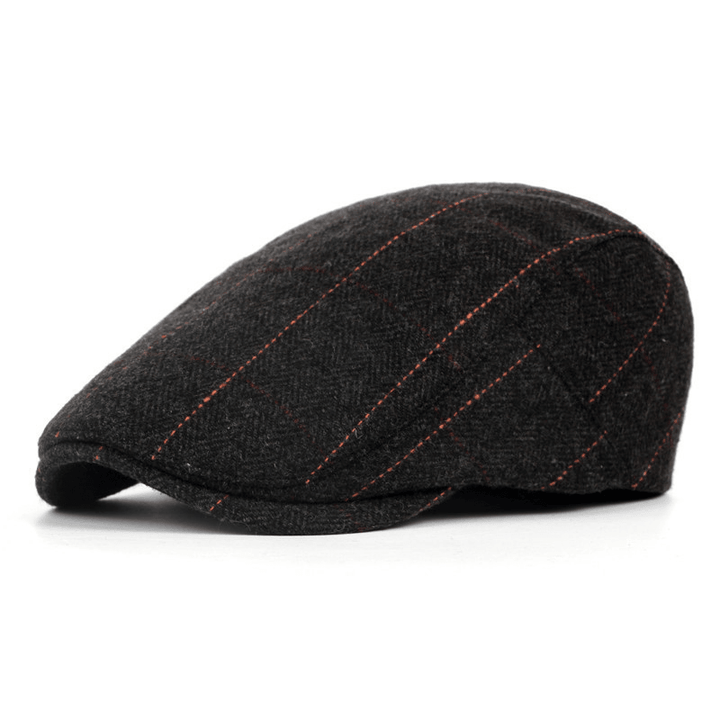 Men British Style Classic Plaid Wool Beret Caps - MRSLM