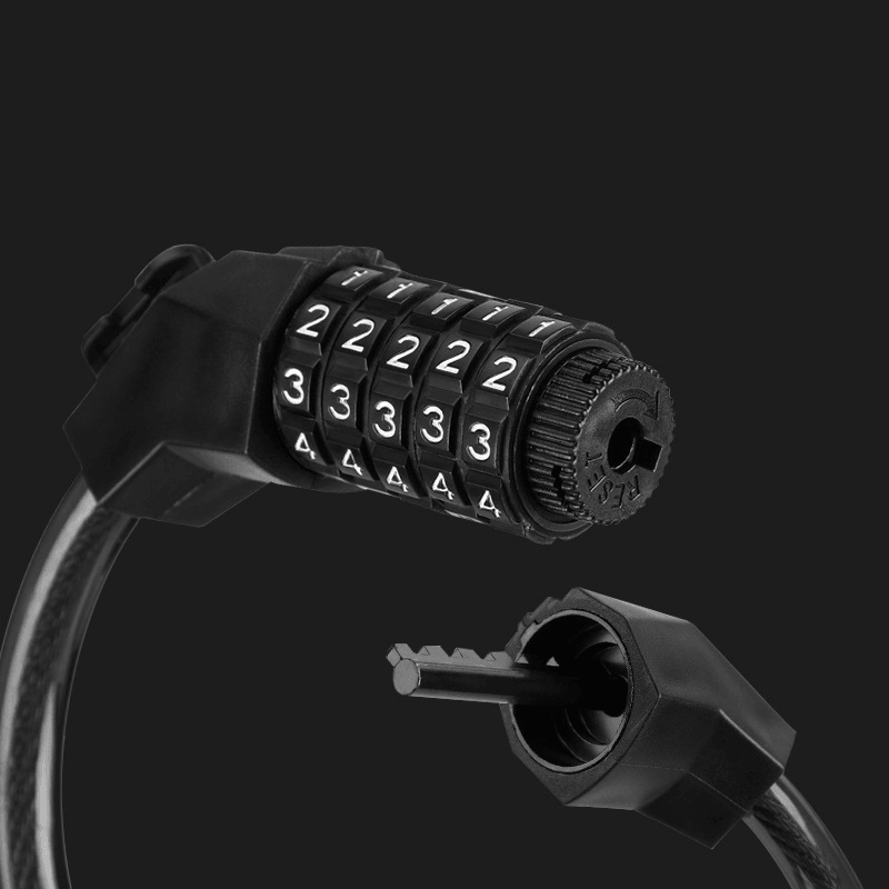 BIKIGHT 5 Number Bicycle Password Lock Anti-Theft Durable Long Spring Wire Motorcycle Bicycle Safety Riding Cycling Lock - MRSLM