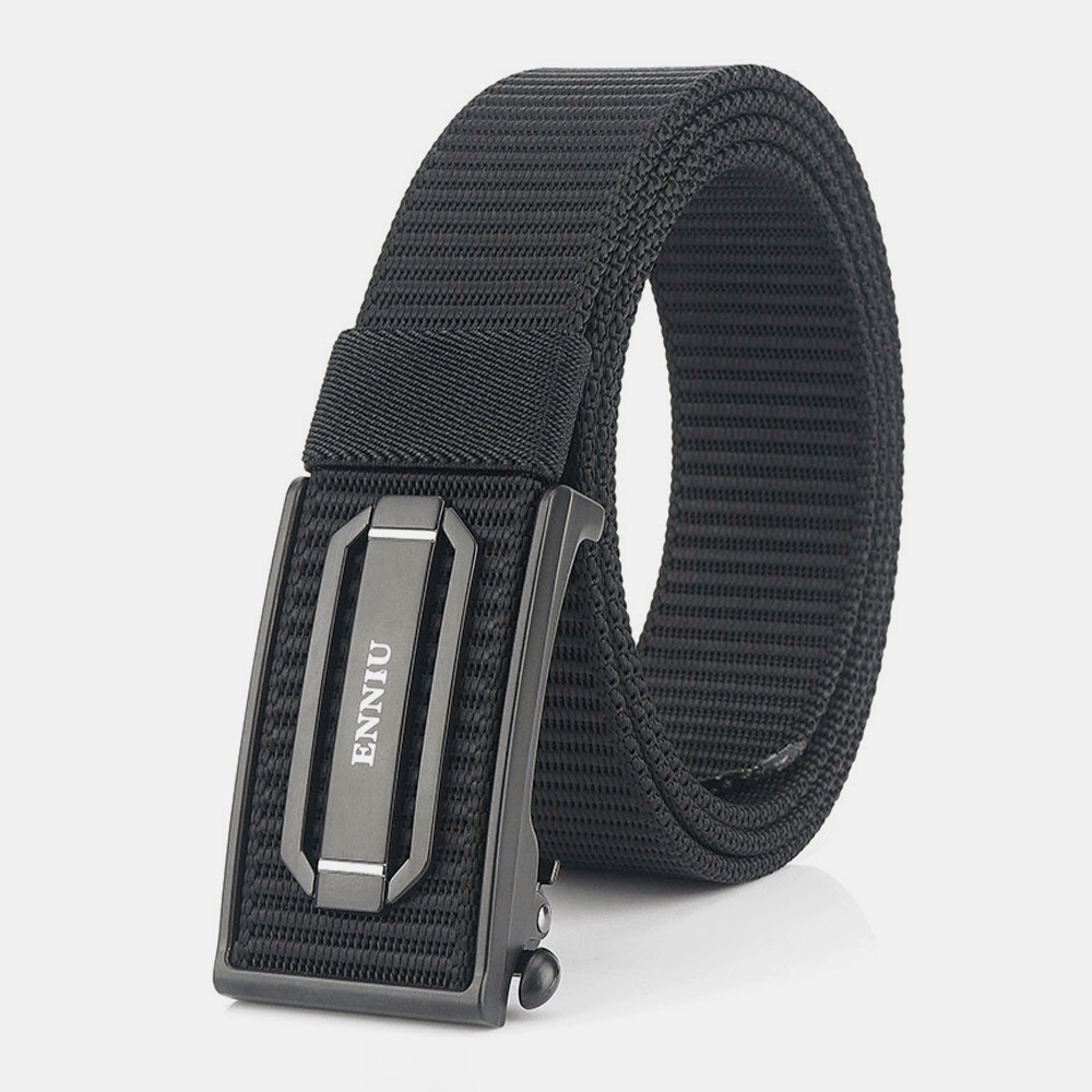 Men Nylon Braided 120Cm Rectangle Automatic Buckle Casual Wild Belts Training Tactical Belts - MRSLM