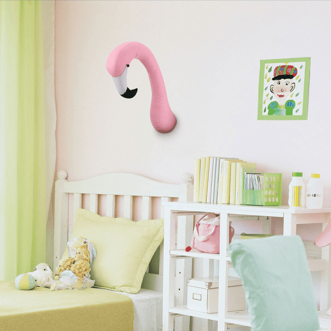 3D Flamingo Animal Head Wall Art Hanging Doll Chrismas Gift Toy Children Kids Room Decorations Birthday Party - MRSLM