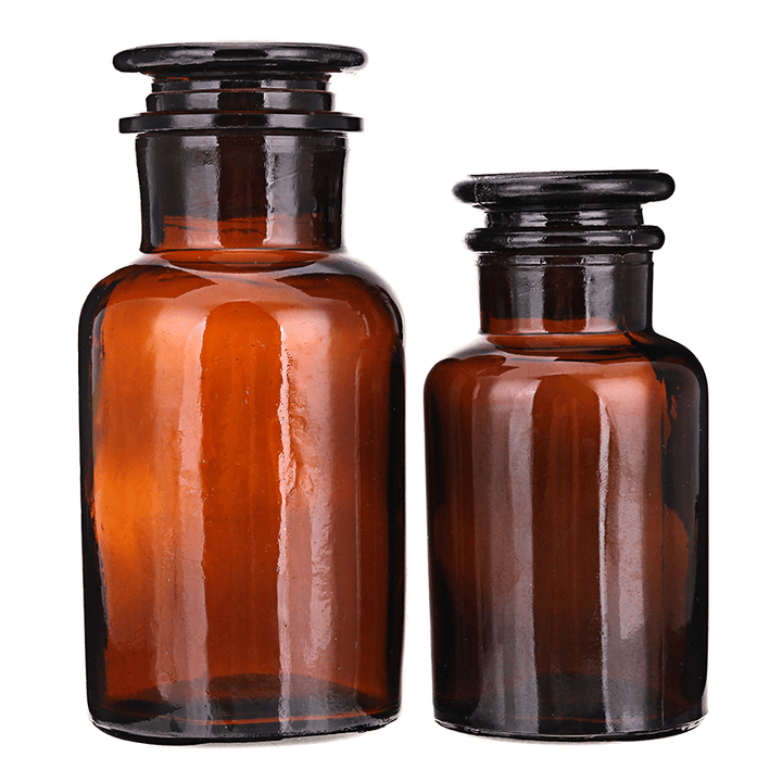 Amber Glass Wide Mouth Bottle Chemical Reagent Storage Bottles Lab Glassware 60/125/250/500Ml - MRSLM