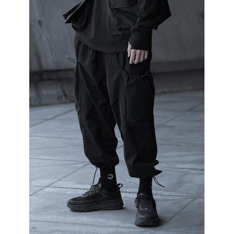 All-Match Casual Big Pocket Drawstring Tooling Trousers - MRSLM