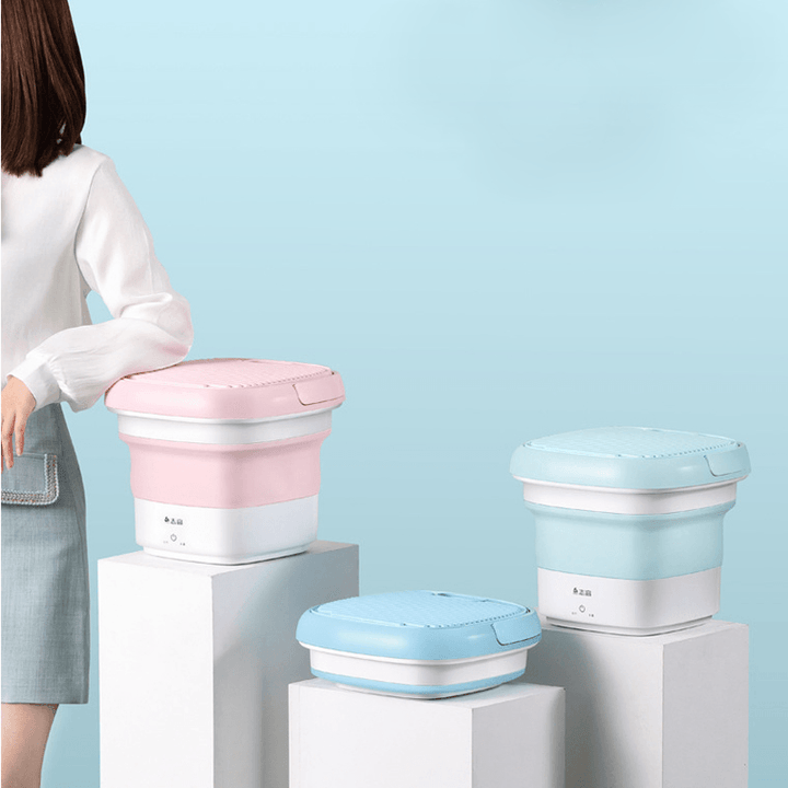 CHIGO Ozone Sterilization Mini Washing Machine Foldable Bucket Type Laundry Clothes Washer Cleaner Travel Carry-On Folding Washing Machine Travel - MRSLM