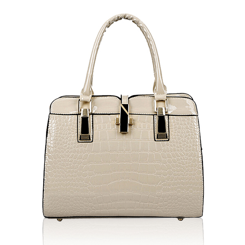 Women Crocodile Pattern Handbags Patent Leather Tote Shoulder Bags Crossbody Bags - MRSLM