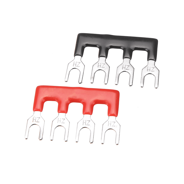 600V 15A Dual Rows 4 Position Screw Terminal Strip Red/Black Pre Insulated Terminal Block Strip - MRSLM