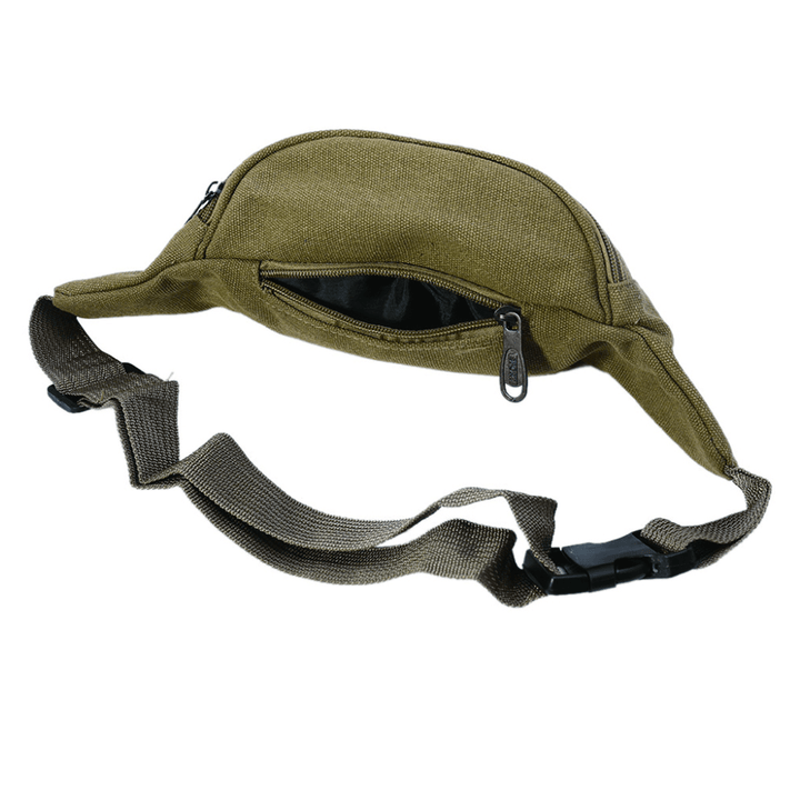 Men Canvas Waist Bag Outdoor Camping Hiking Traveling Sports Bag Storage Bag - MRSLM