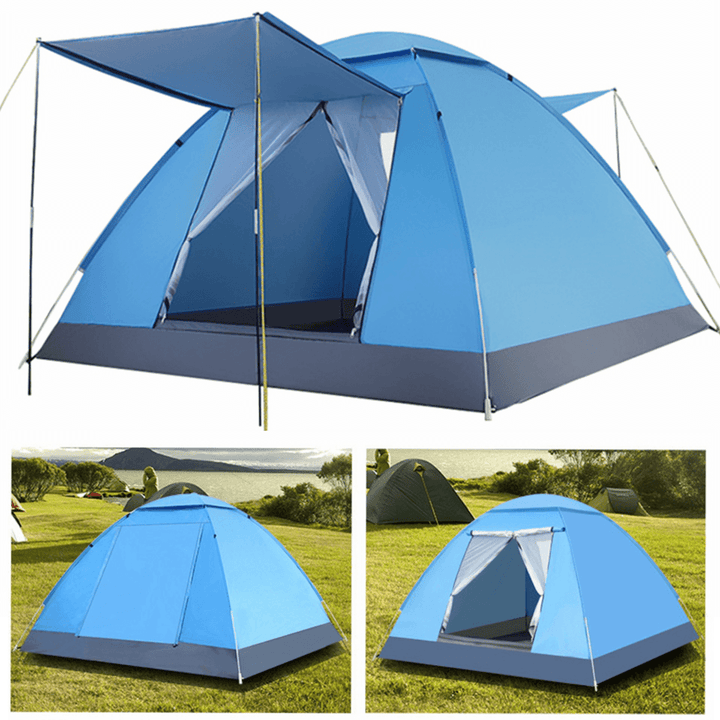 3-4 Person Automatic Camping Tent Portable Waterproof Sunshade Canopy Beach Travel with Moisture-Proof Mat - MRSLM