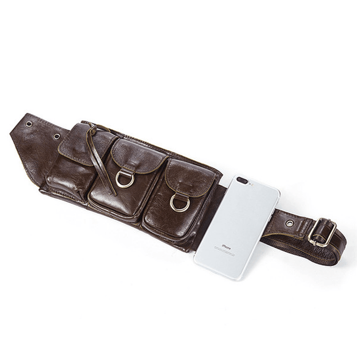 Men Vintage Genuine Leather Waist Bag Durable Retro Crossbody Bag - MRSLM