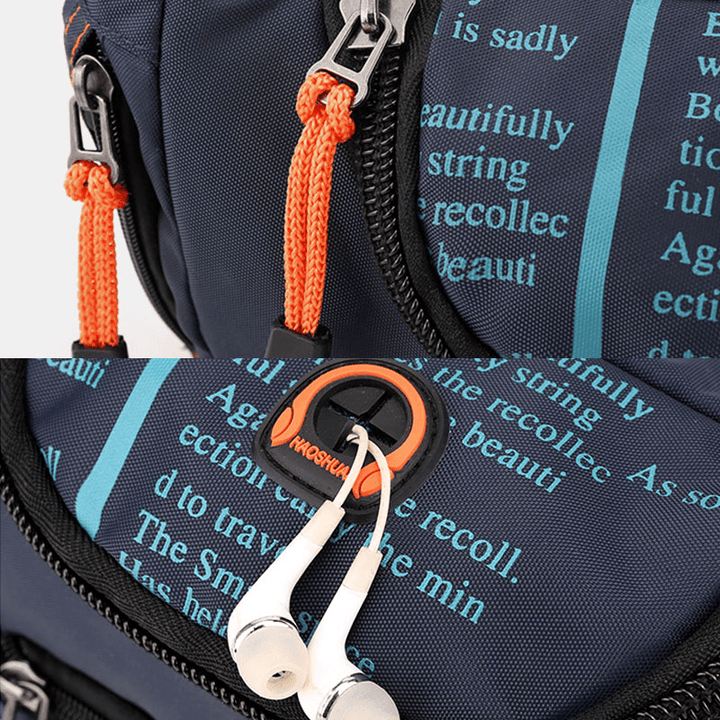 Men Waterproof Outdoor Headphone Plug Crossbody Bag Chest Bag Sling Bag - MRSLM