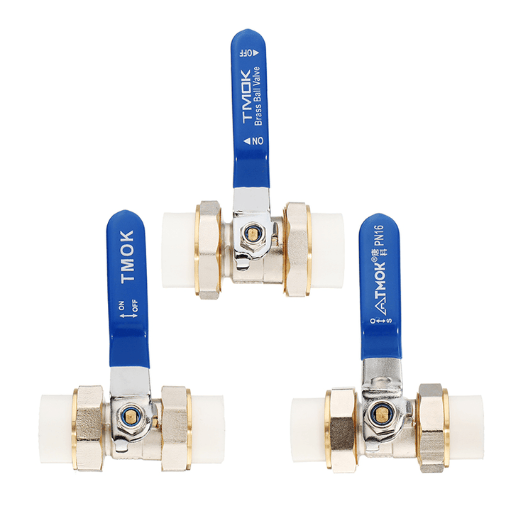 TMOK 3/4" 1" 1-1/4" PPR Brass Ball Valve Heat Fusion Double Union Socket Plumbing Fitting - MRSLM